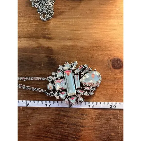 WHBM Necklace Lot 4pc Crystal Pearl Statement Layered Silver Tone - Picture 14 of 15